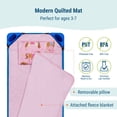 thumbnail image 3 of Wildkin Modern Nap Mat with Elastic Corner Straps for Toddler Boys and Girls, Daycare and Preschool (Horses Pink), 3 of 9
