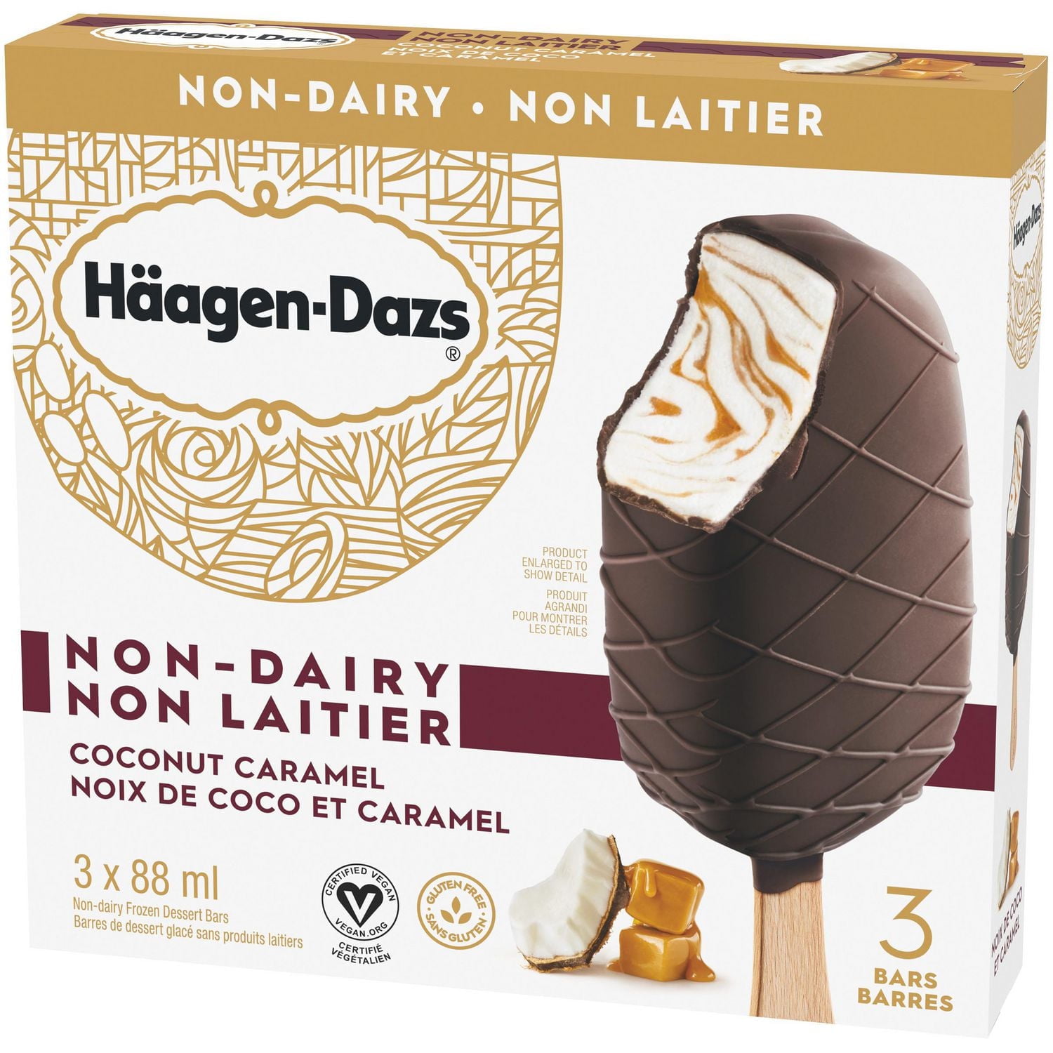 HÄAGEN-DAZS Non-Dairy Coconut Caramel Bars – 3 x 88 ml