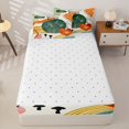 thumbnail image 4 of Homewish Boho Geometric Stripes Zipper Full Size Comforter Sets with Fitted Sheet and 2 Pillowcases,Aesthetic Artwork Zipper Bedding Set,Orange,Reversible,4pcs, 4 of 8