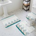thumbnail image 3 of Seahorse Coral Shell Bathroom Rugs Set Starfish Ocean Wave Non Slip Absorbent Soft Bath Mats 3 Piece Set with Bathroom Rug, U-Shaped Floor Mat, Toilet Seat Cover Large Size, 3 of 9