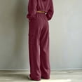 thumbnail image 2 of ByworldtasicNo Boundaries Women's Vertical Rib Knit Cargo Sweatpants, High Waist Wide Leg Casual Joggers with Side Pocket, 2 of 8