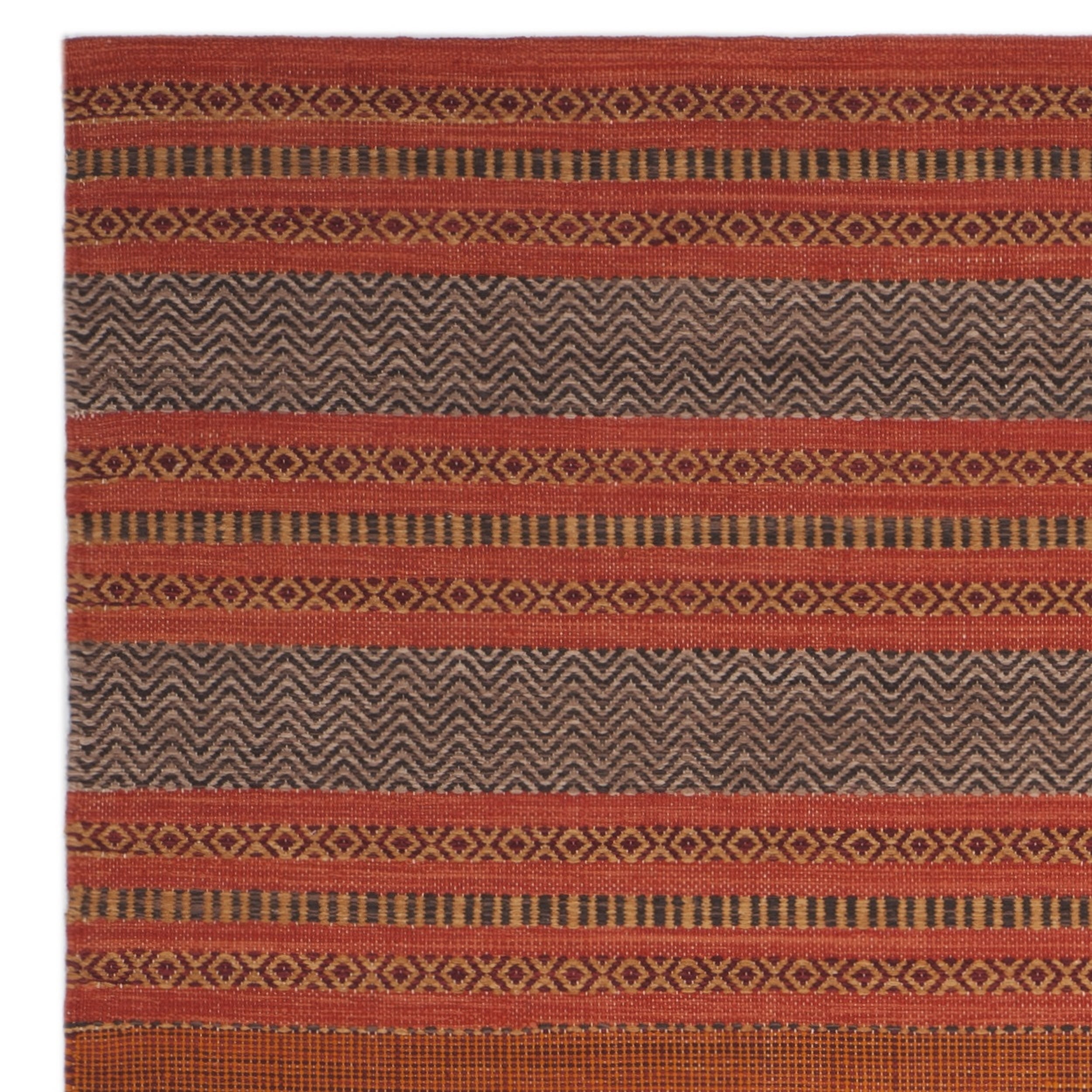 SAFAVIEH Montauk Jobeth Striped Soft Braided Cotton Area Rug, Orange/Red, 9' x 12'