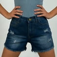 thumbnail image 6 of Wutalume Jeans for Women Denim Shorts Stretch Slim Fit Distressed, Ripped Jean Shorts for Summer Casual Wear with Edgy Style,Dark Blue L, 6 of 6