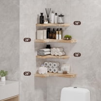 Corner Floating Shelves Wall Mount Shelf Solid Wood for Bedroom Bathroom Room Kitchen Storage Set of 3, Rustic Torched, Invisible