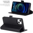 thumbnail image 3 of 2-in-1 Magnetic Detachable Wallet Case for iPhone 13, Card Slots Holder Genuine Leather Kickstand Shockproof Wrist Lanyard Strap Removable Flip Cover 5G 6.1",Black, 3 of 14