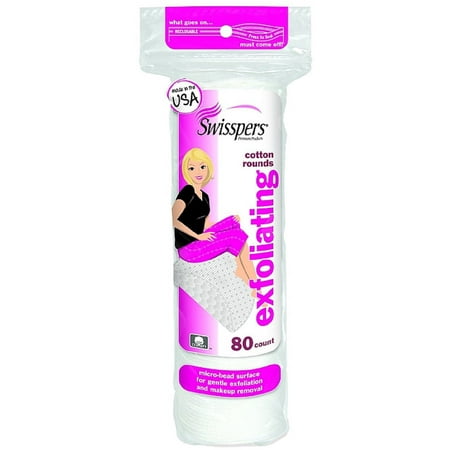 Swisspers Premium Exfoliating Cotton Rounds 80 ea (Pack of 4)