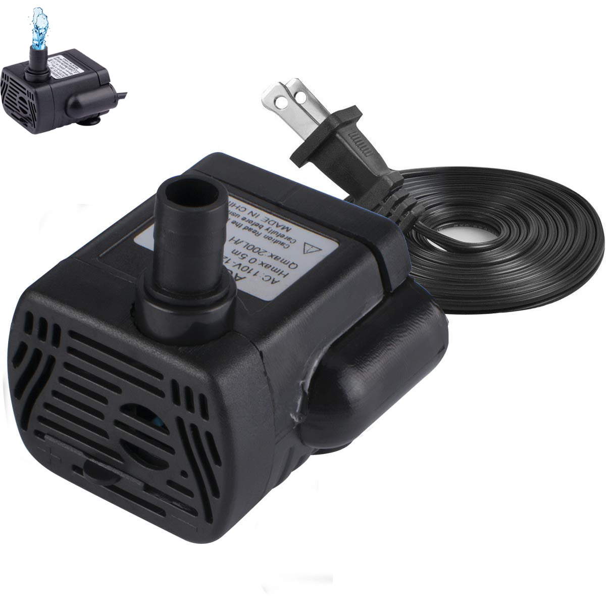40 GPH Details about   Sunnydaze Submersible Water Pump 120-Volts with Corded Electric Plugin 