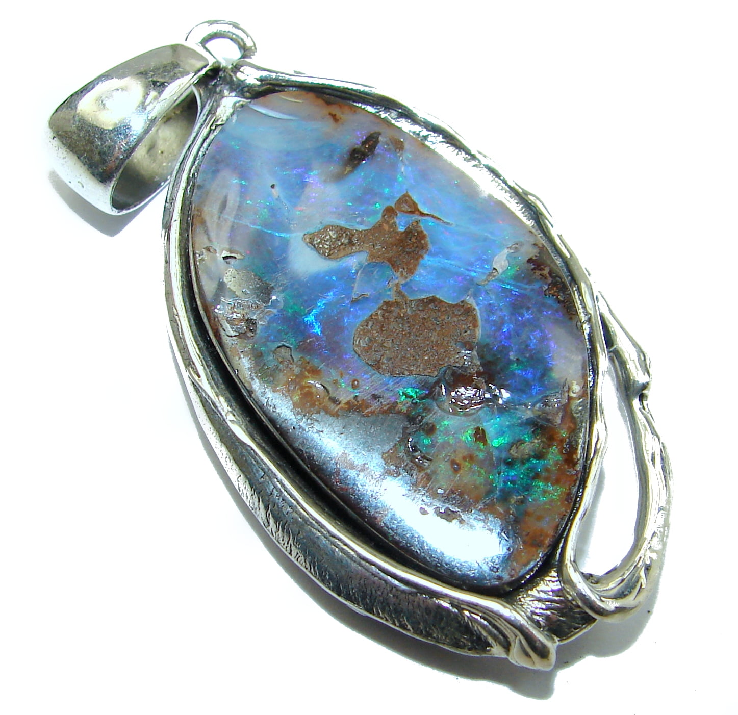 Boulder Opal Women 925 Sterling Silver Pendant FREE GIFT BOX