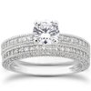 Pompeii 7/8ct Heirloom Milgrained Diamond Engagement Wedding Ring Set 14K White Gold
