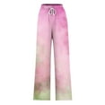 thumbnail image 4 of USNSM Casual Pants for Women Trendy Tie Dye Wide Leg Loose Pants Women Summer Beach High Waist Palazzo Trousers Pink M, 4 of 4