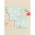 thumbnail image 3 of Suealasg 2Pcs Newborn Girl Summer Clothes 6 12 18 24 Months Baby Girl Casual Outfits Floral Print Ruffle Tank Tops and Elastic Shorts Set, 3 of 6