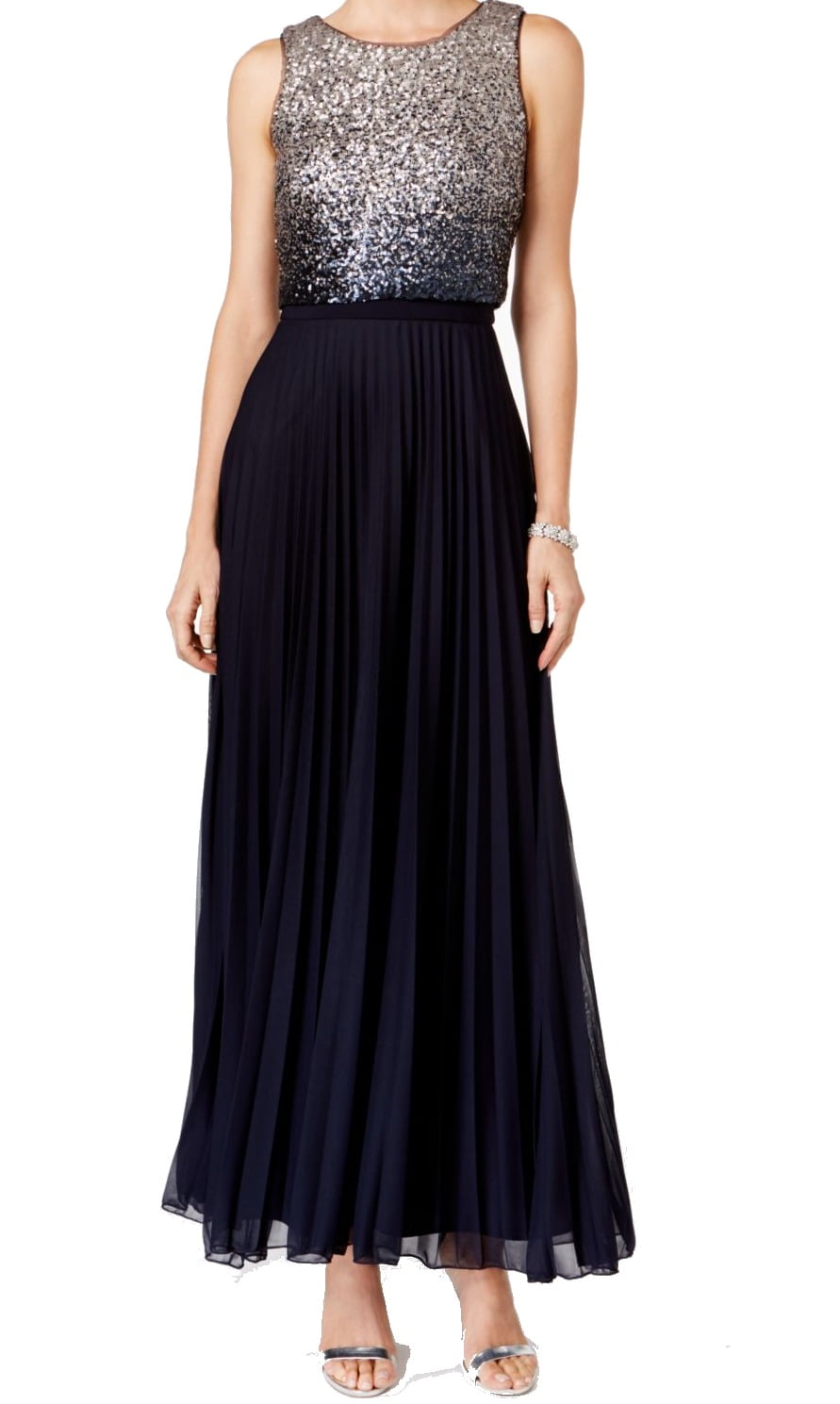 betsy and adam pleated gown