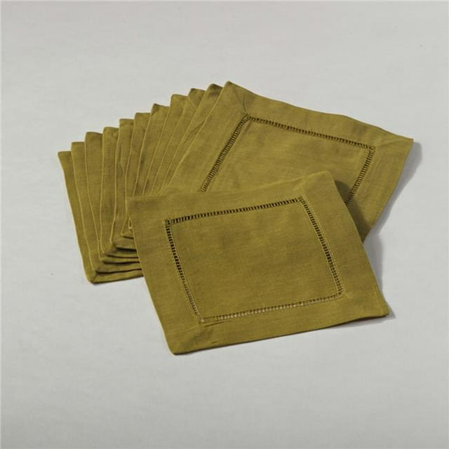 SARO 6100C.CS6S 6 Po. 24 par 7 Everyday Serviette à Cocktail Carrée Ourlée - Chartreuse Ensemble de 12