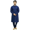 thumbnail image 2 of Atasi Ensemble Kurta Pyjama en Lin pour Hommes Tenue de Fête Chemise Ethnique Bleue-TTTG, 2 of 6