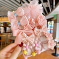 thumbnail image 6 of 10-Piece/Set Little Girl Bowknot Elastic Cute Head Rope Baby Hair Ring Rubber Band Mesh Bow PINK-3, 6 of 8