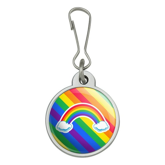 Double Rainbow with Clouds Jacket Handbag Purse Luggage Backpack Zipper Pull Charm