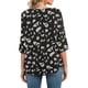 thumbnail image 2 of Qarigey Camisa de mujer Estampado de media manga Top Camisa de mujer Estampado de medio cuello Blusa informal Prendas para la parte del cuerpo flor blanca negra XXL, 2 of 5