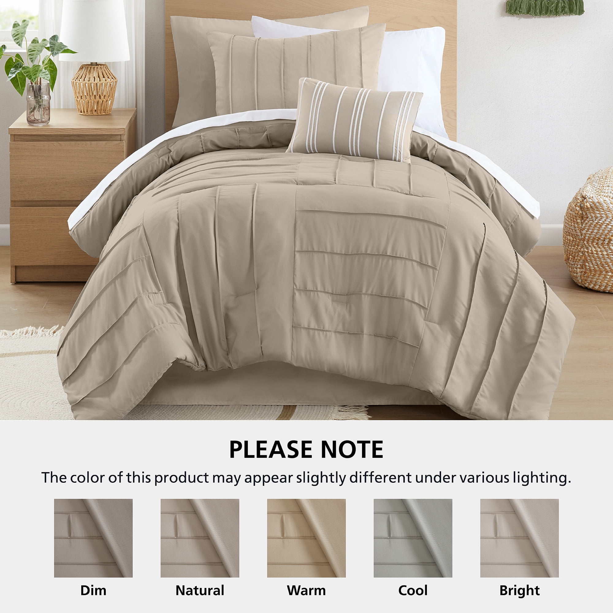 Mainstays 8-Piece Bed-in-a-Bag Comforter Set with Sheets, Twin/Twin-XL, Stone Washed Texture