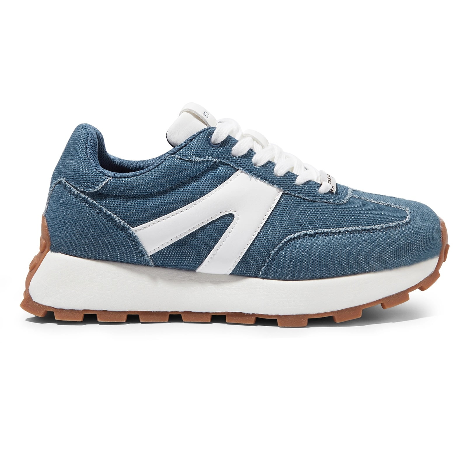 LUCKY STEP Womens Platform Shoes Chunky Fashion Lace-up Sneakers Casual Shoes,Denim Blue