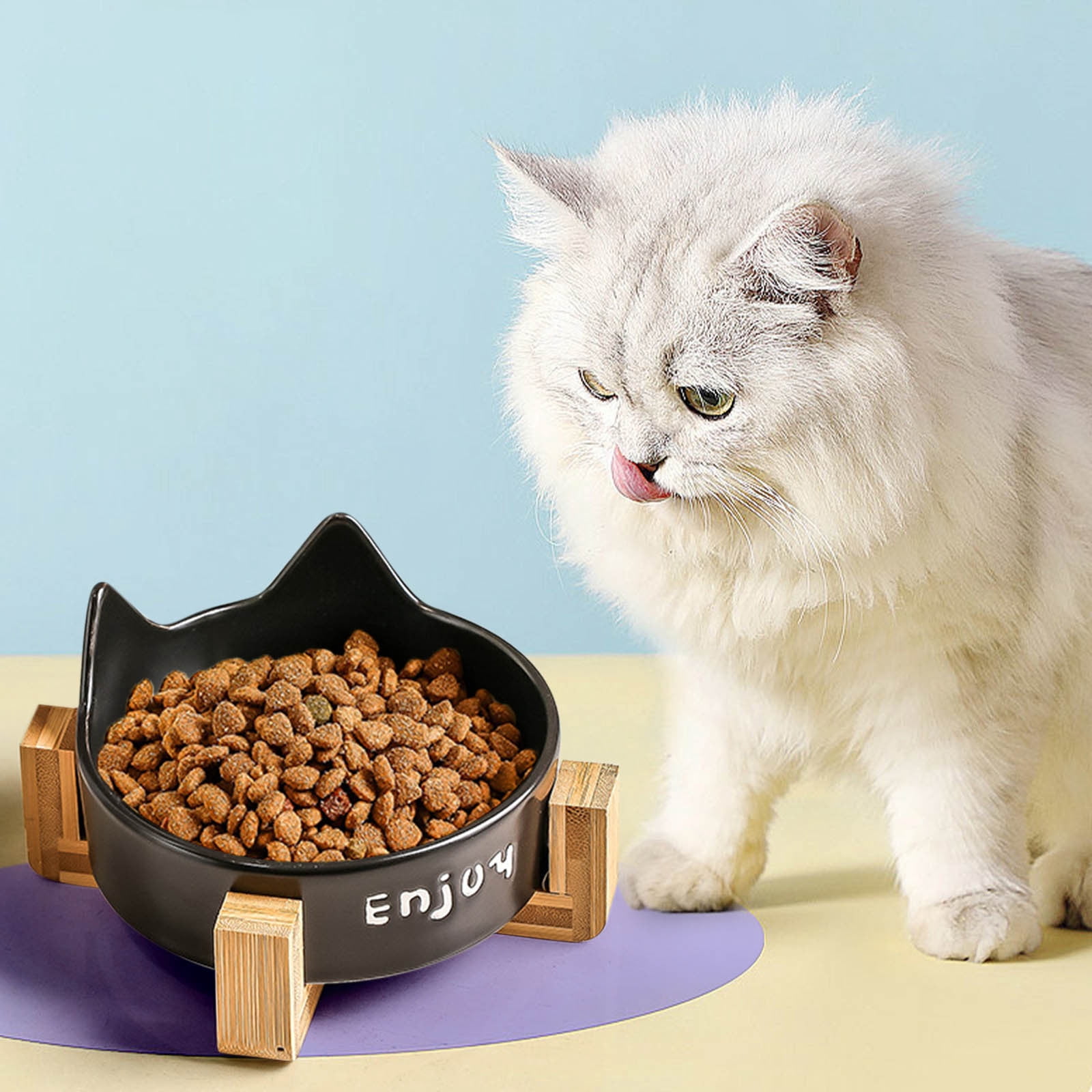 Elevated Cat Food Bowl Cat Feeding Station,Ceramic Dog Bowl Cat Plates for Wet Food,Bowls for Cats Cat Dry Food Bowl,Cat Bowl Cat Water and Food Bowl