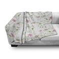 thumbnail image 3 of Flower Garden Soft Flannel Fleece Blanket, Botanical Theme Floral Elements Colorful Blossoms Along Butterflies, Cozy Plush for Indoor and Outdoor Use, 50" x 60", Sky Blue Pink Green, by Ambesonne, 3 of 6