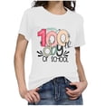thumbnail image 5 of IROINNID Women's Casual Fashion T-shirt Short Sleeve Happy 100th Day Of School Printed Round Neck Tops, 5 of 7