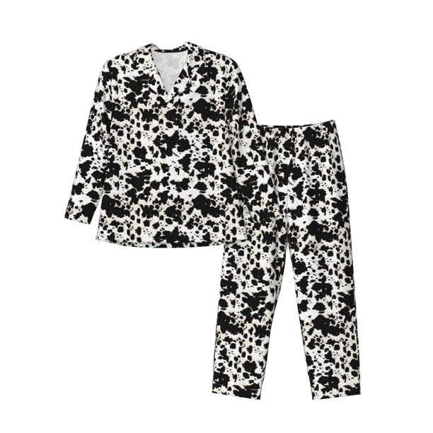 Balery Cow Skin 1 Pijama para Hombre de Dos Piezas con Manga Larga, Conjunto de Dormir y Descanso Suave con Bolsillos-X-Large