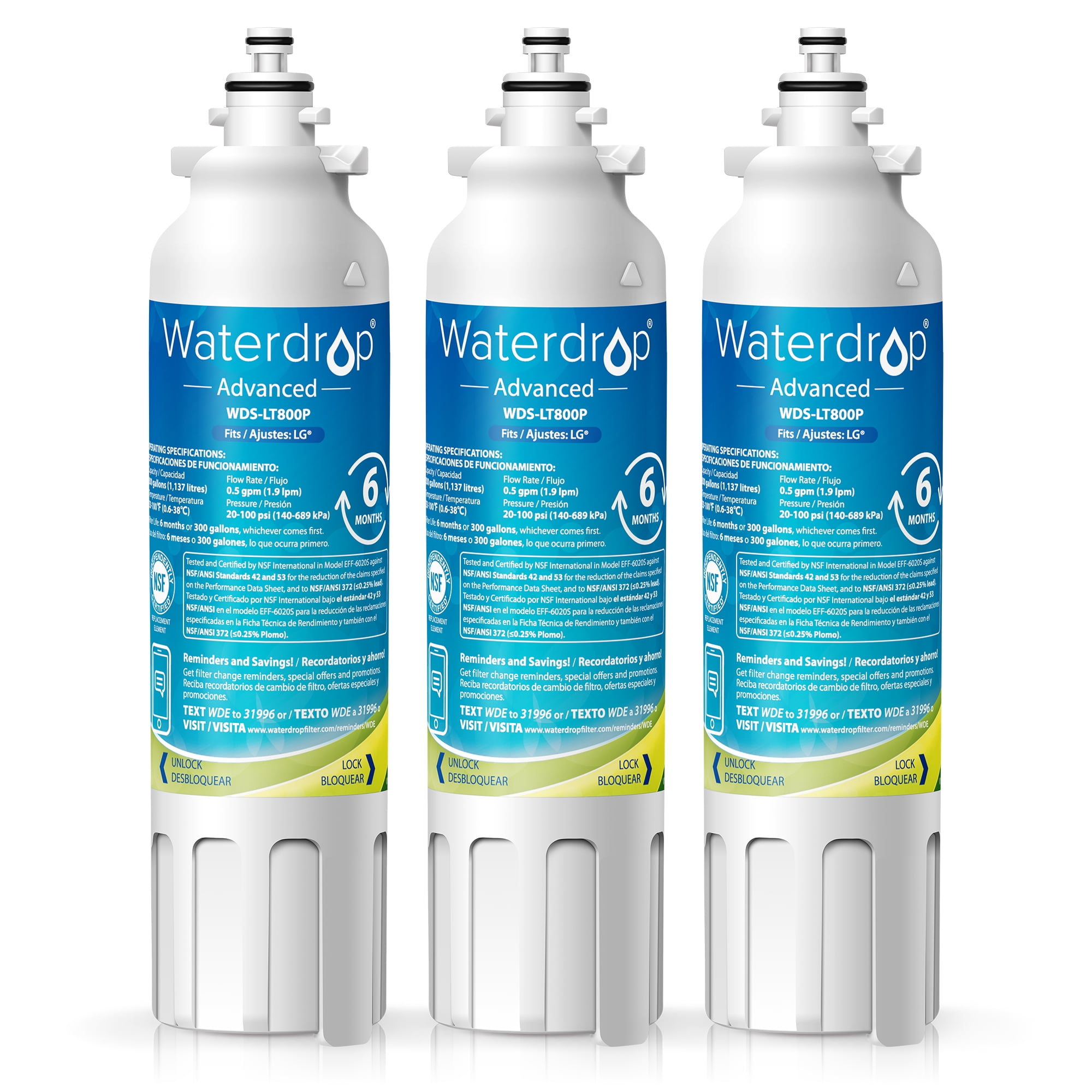 Refresh Replacement for LG LT800P 9490 ADQ73613401 and Kenmore Elite 46-9490 ADQ73613402 Refrigerator Water Filter 3 Pack 469490