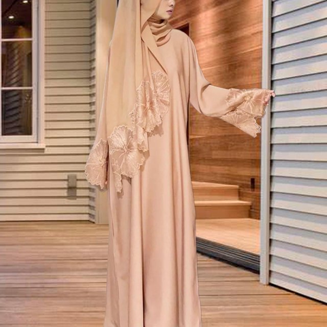 de poliéster para mujer, de dama musulmana con hijab para mujer Poliéster,Vestido Del Ropa Tradicional,Vestido Abaya de mujer de oración de túnica larga