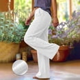 thumbnail image 2 of Edvintorg Pants for Women Elastic Waisted Loose Casual Trouser Fall Winter Wide Leg Fleece Pant Women Clothing White S-2XL, 2 of 7