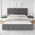 thumbnail image 3 of Studyset Upholstered Full Size Bed Frame, Velvet Platform Bed Frame with Storage Drawers, Mattress Foundation with Solid Wooden Slats Support, No Box Spring Needed, 3 of 7