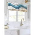 thumbnail image 3 of Valances for Windows Blue Brown Rod Pocket Cafe Window Treatments Valance Curtains for Kitchen Bathroom Laundry Basement Windows 42"x18", 3 of 9