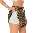 thumbnail image 2 of Bixox Women's Gold Glitter Leopard pattern 2 in 1 Running Shorts - Lightweight Athletic Workout Gym Yoga Shorts Liner with Pockets - Large, 2 of 7