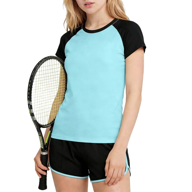 Odeerbi Juegos Atléticos Secos Rápidos Para Niñas Camiseta de Manga Raglan Dolphin Shorts Ropa Deportiva Respirable Conjunto Para 3-15 Años