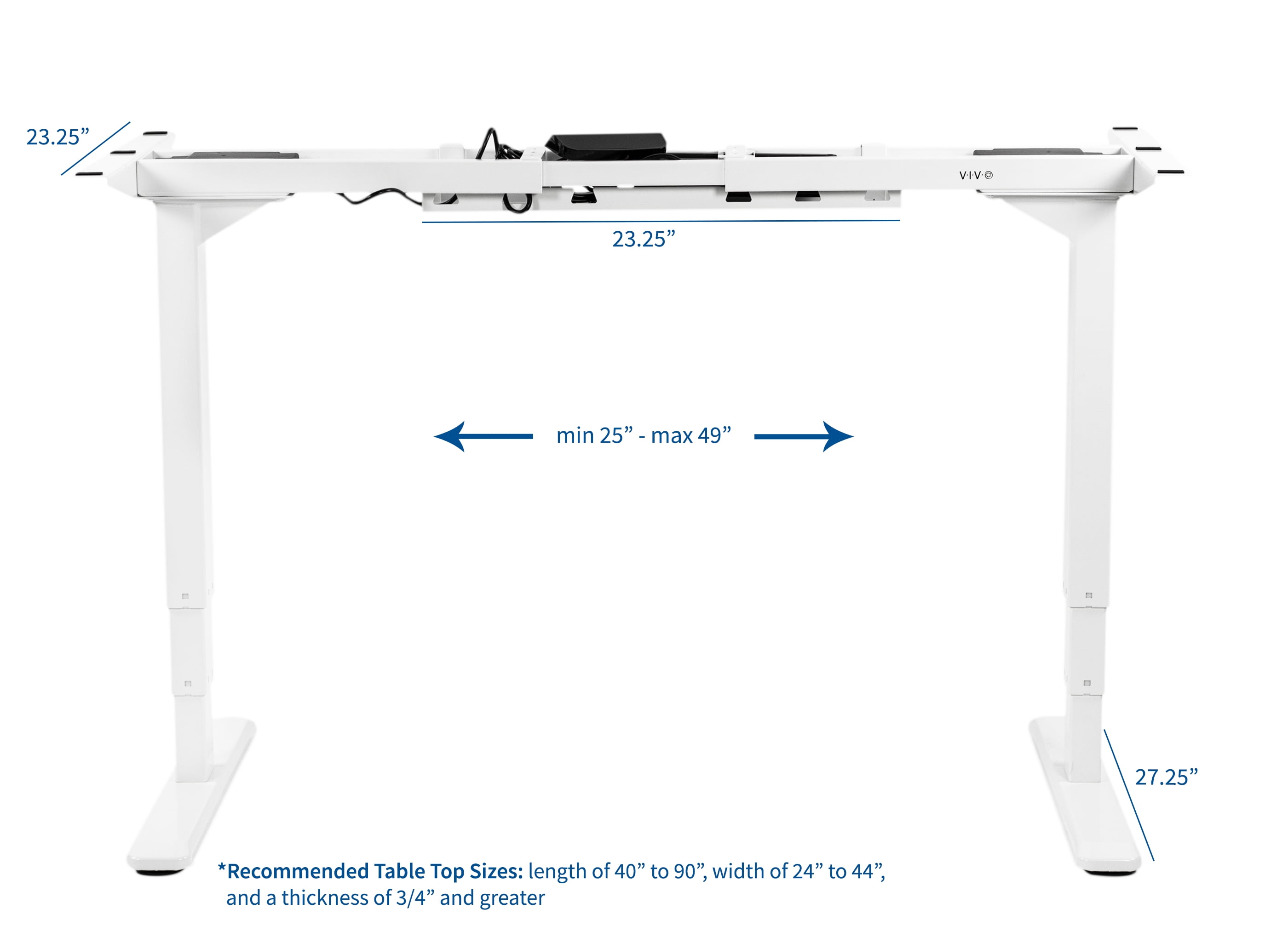 Vivo White Electric Stand Up Desk Frame Dual Motor Cable