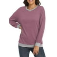 thumbnail image 2 of Long Sleeve Shirts for Women Casual Pullover Tops Sweatshirts for Women(Mauve M), 2 of 6