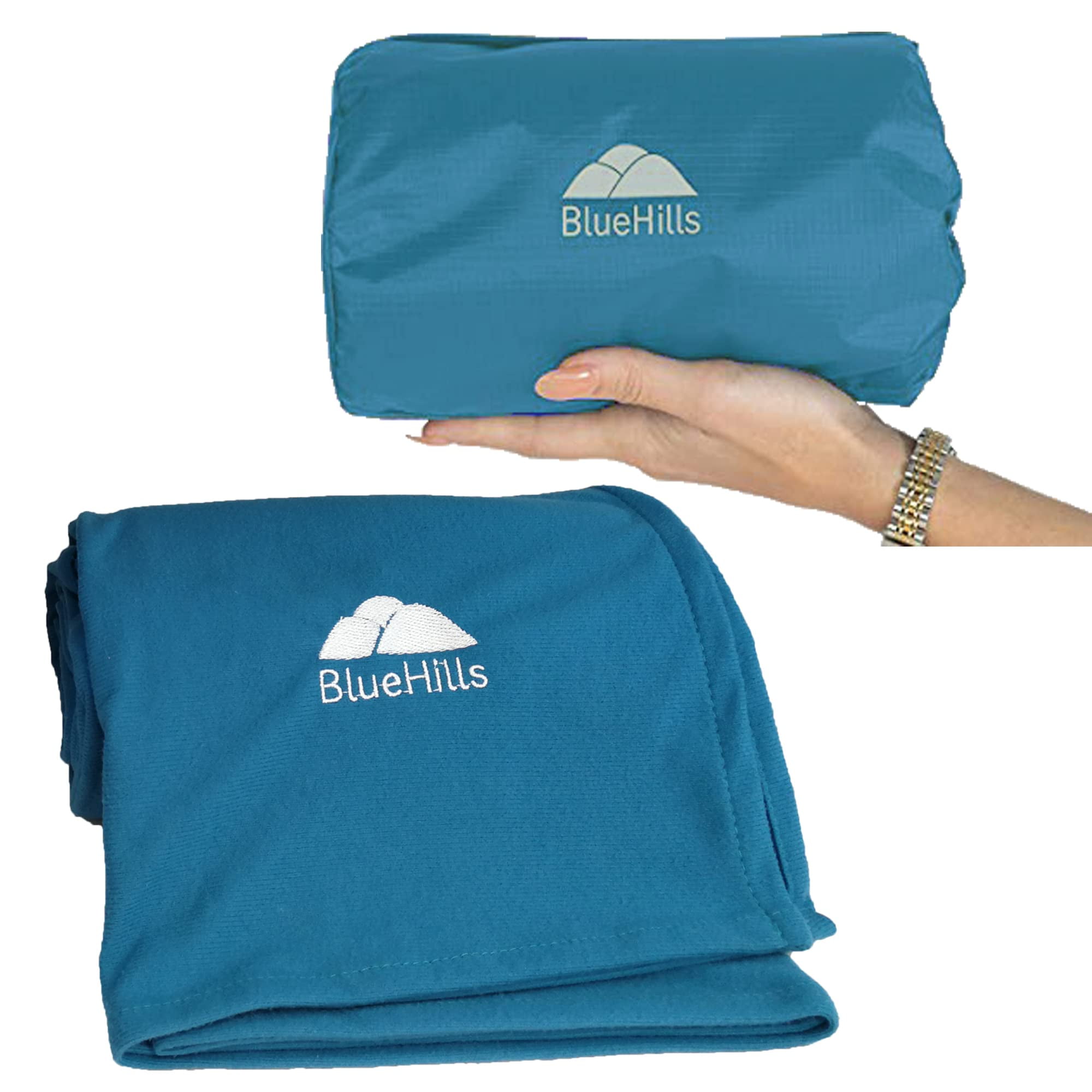 BlueHills Ultra Compact Travel Blanket in Portable Case Premium Soft