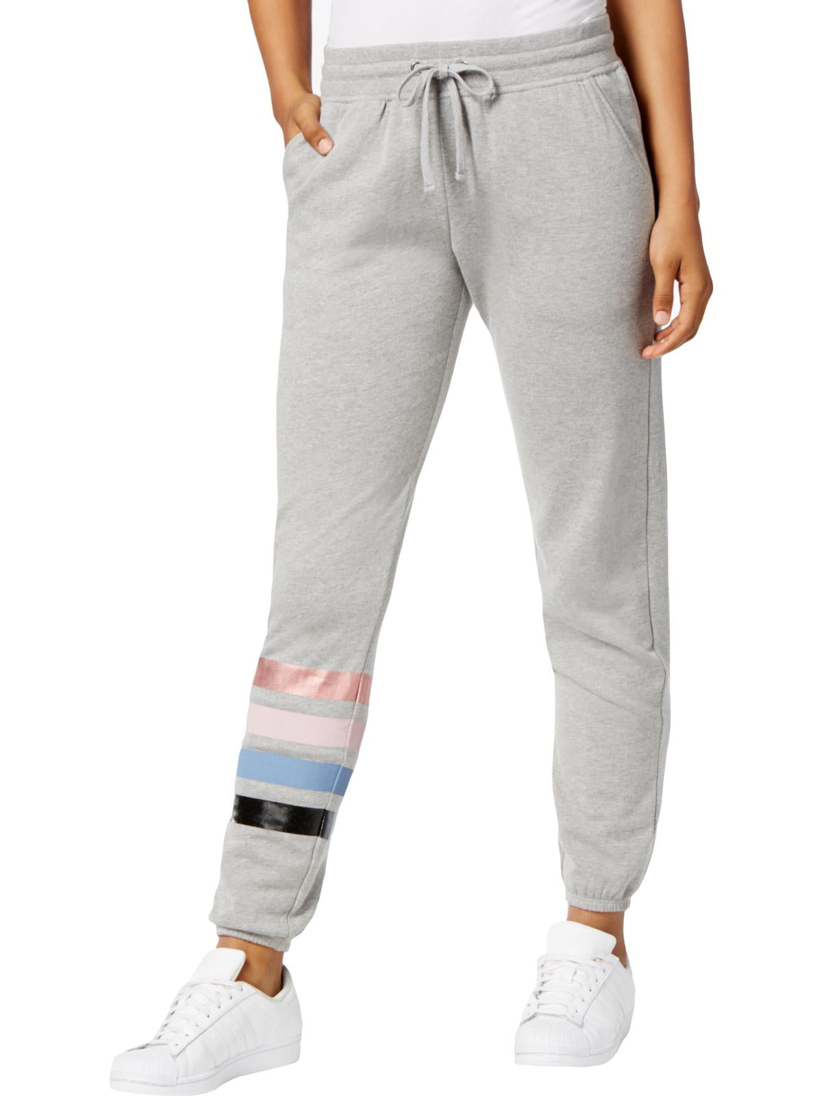 Material Girl Womens Metallic Striped Sweatpants Gray M - Walmart.com
