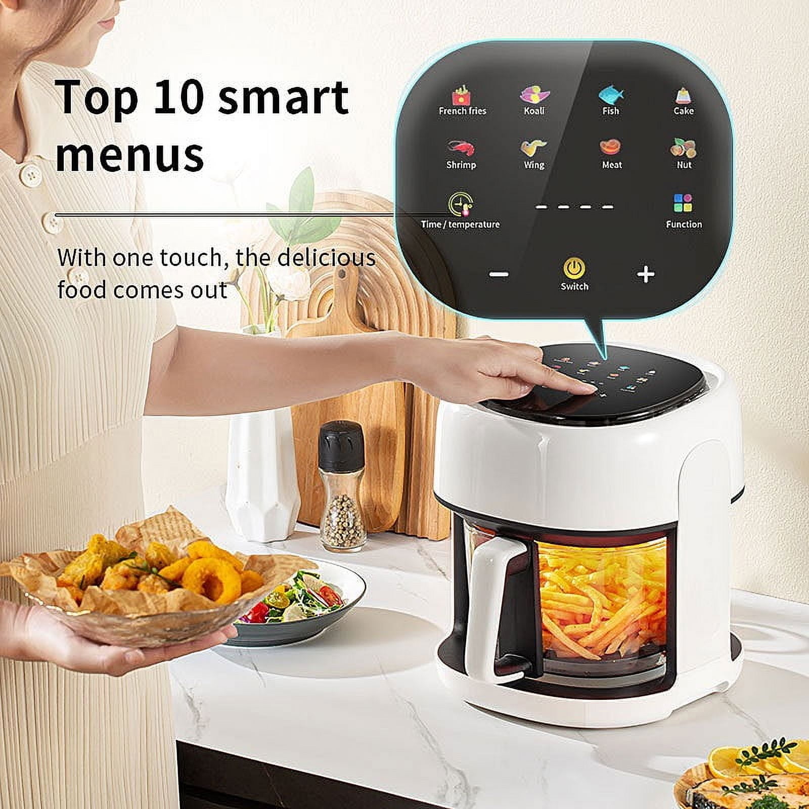 Air Fryer, ANTCOOL 4.5-Quart Smart Air Fryer, 10-In-One Air Fryer with Viewing Window, Beige