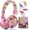 Dark pink, variant on TCJJ Unicorn Headphones for Girls Kids for School, Kids Bluetooth Headphones with Microphone & 3.5mm Jack, Teens Toddlers Wireless Headphones with Adjustable Headband for Tablet/PC