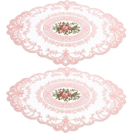 

Hemoton 2pcs Elegant Embroidered Lace Coasters Lace Table Mats Embroidered Placemats