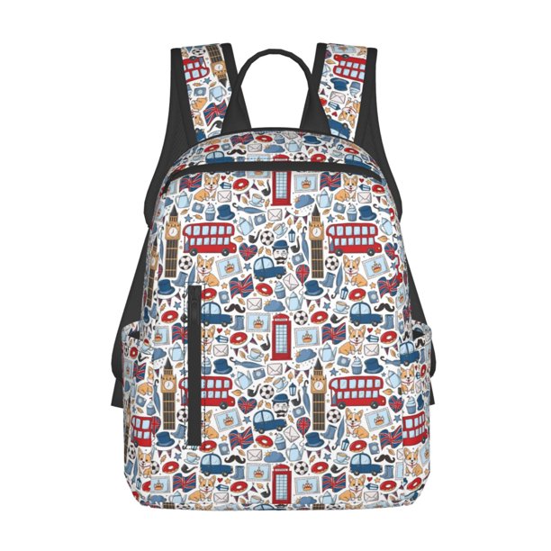 Disketp London Symbols1 Mochila Ligera e Impermeable, Mochila de Día Resistente para Viajes, Senderismo y Uso Diario para Hombre y Mujer