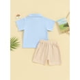 thumbnail image 4 of Suealasg Toddler Baby Boys 2Pcs Outfits Set Clothes 1T 2T 3T 4T Summer Beach Party Shorts Set Kids Boys Short Sleeve Lapel Collar Tops + Shorts Set, 4 of 9