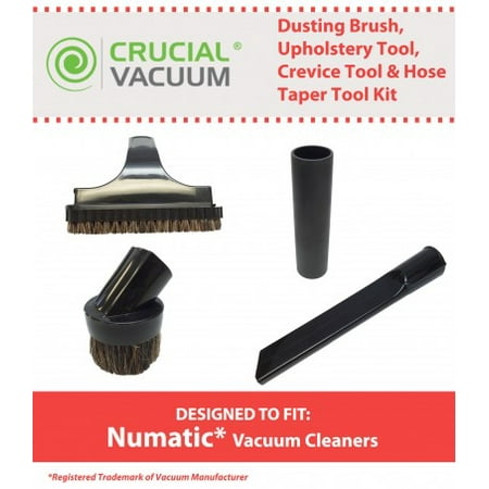 Dusting Brush Crevice Tool - 4PK Tool Kit Fits Numatic Vacuums, Includes Dusting Brush, Upolstery Brush, Crevice Tool & Hose Taper