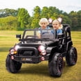 thumbnail image 2 of Black 2-Seater 12V Battery Kids Ride On Car Truck Electric Toys 3 Speeds Gift w/Music,LED,Cover,Remote Control, 2 of 18