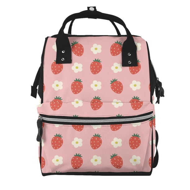 Easygdp Strawberry para Bolsa de Bebé de Gran Capacidad con Múltiples Bolsillos, Bolsa de Pañales para Padres, Bolsa de Viaje Organizada y Elegante