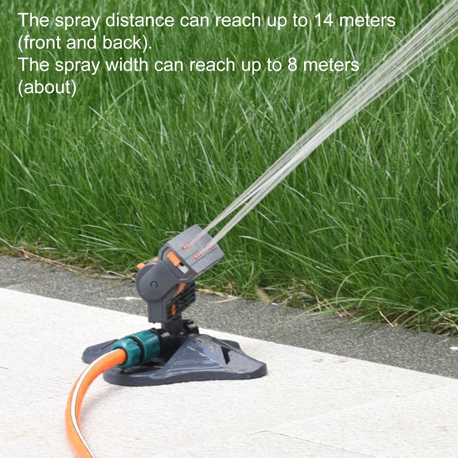 OIUR Lawn Sprinkler 16 Holes Water Sprinkler with Ground Spike Adjustable 4 Spray Modes Garden Sprinkler for Watering Plants in Yard Lawns Vegetables Gardens