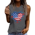 thumbnail image 2 of Tank Tops for Women Plus Size Independence Day Sleeveless Round Neck Summer Casual Loose T-Shirt Gray XXL, 2 of 4