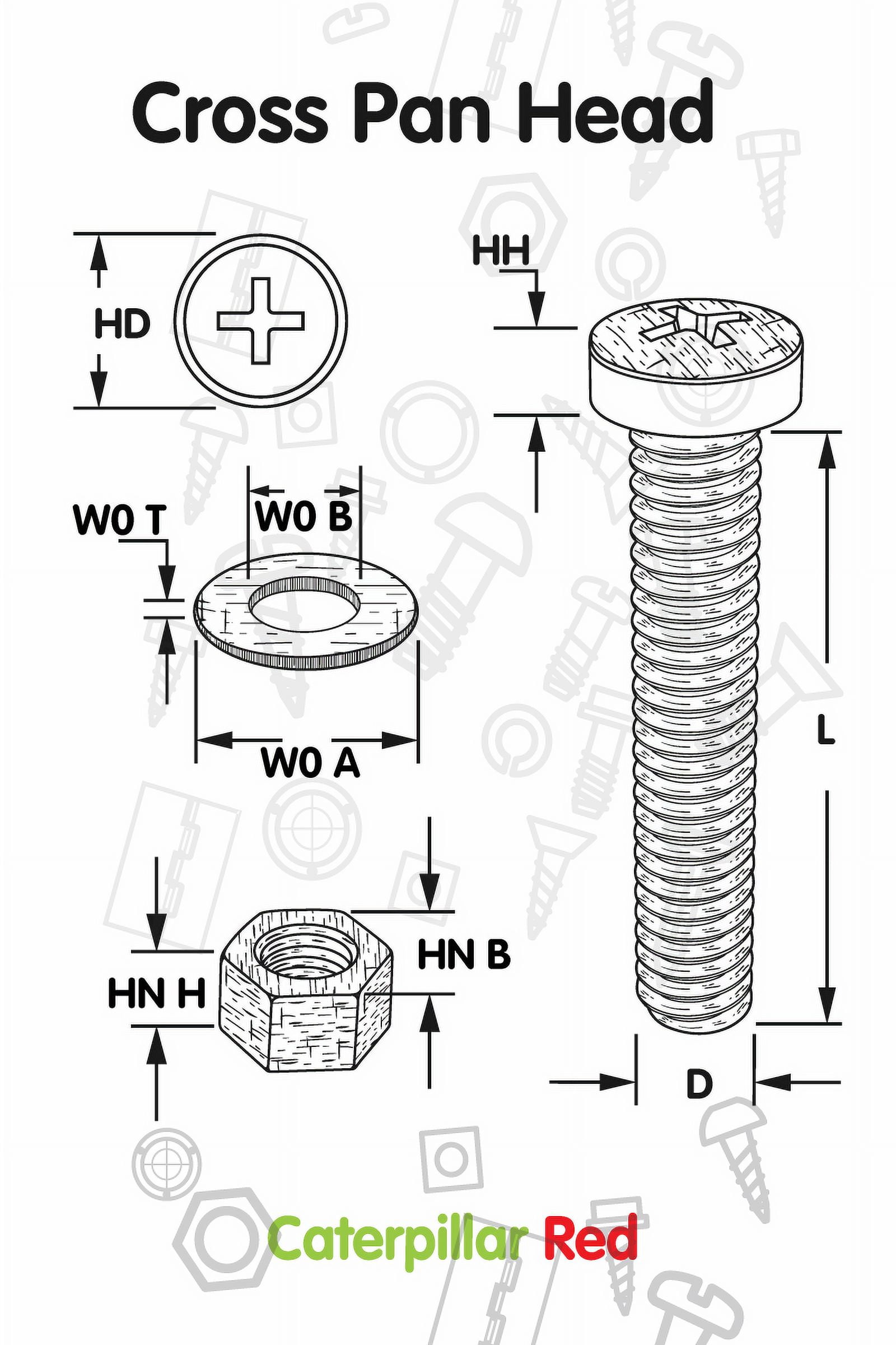 20 x Red Pan Head Screws Polypropylene (PP) Plastic Nuts and Bolts, M3 x 20mm, Washers, (3/32 x 25/32 in)