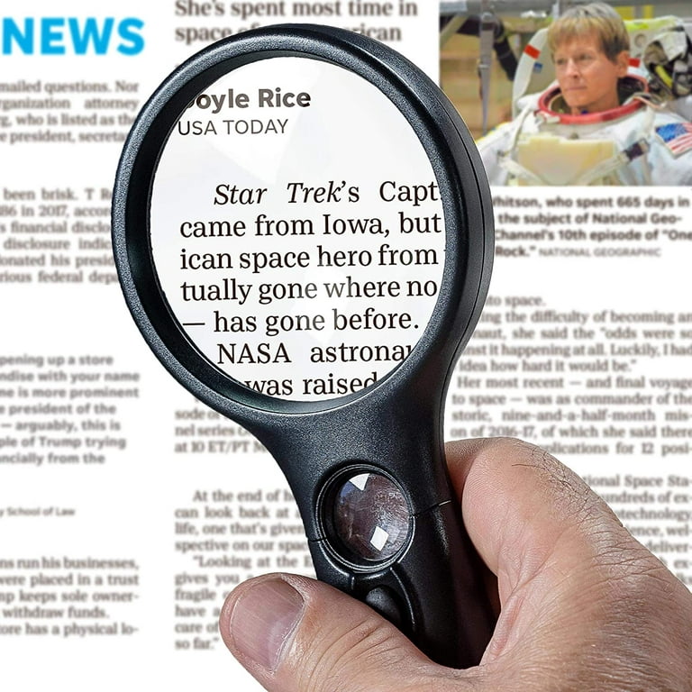 Lighted Magnifying Glass 3X 45x Magnifier Lens - Handheld Magnifying Glass  with Light for Reading Small Prints, map, Coins and Jewelry - LED Magnifying  Glass 